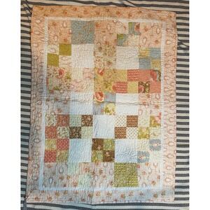 Handmade Patchwork Small Quilt Cottagecore Floral Throw Blanket